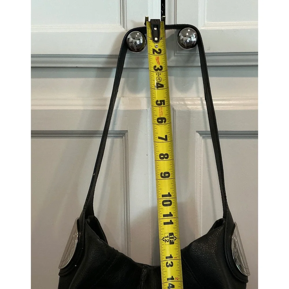 B Makowsky‎ Black Leather Hobo Shoulder Bag Purse - Picture 2 of 16